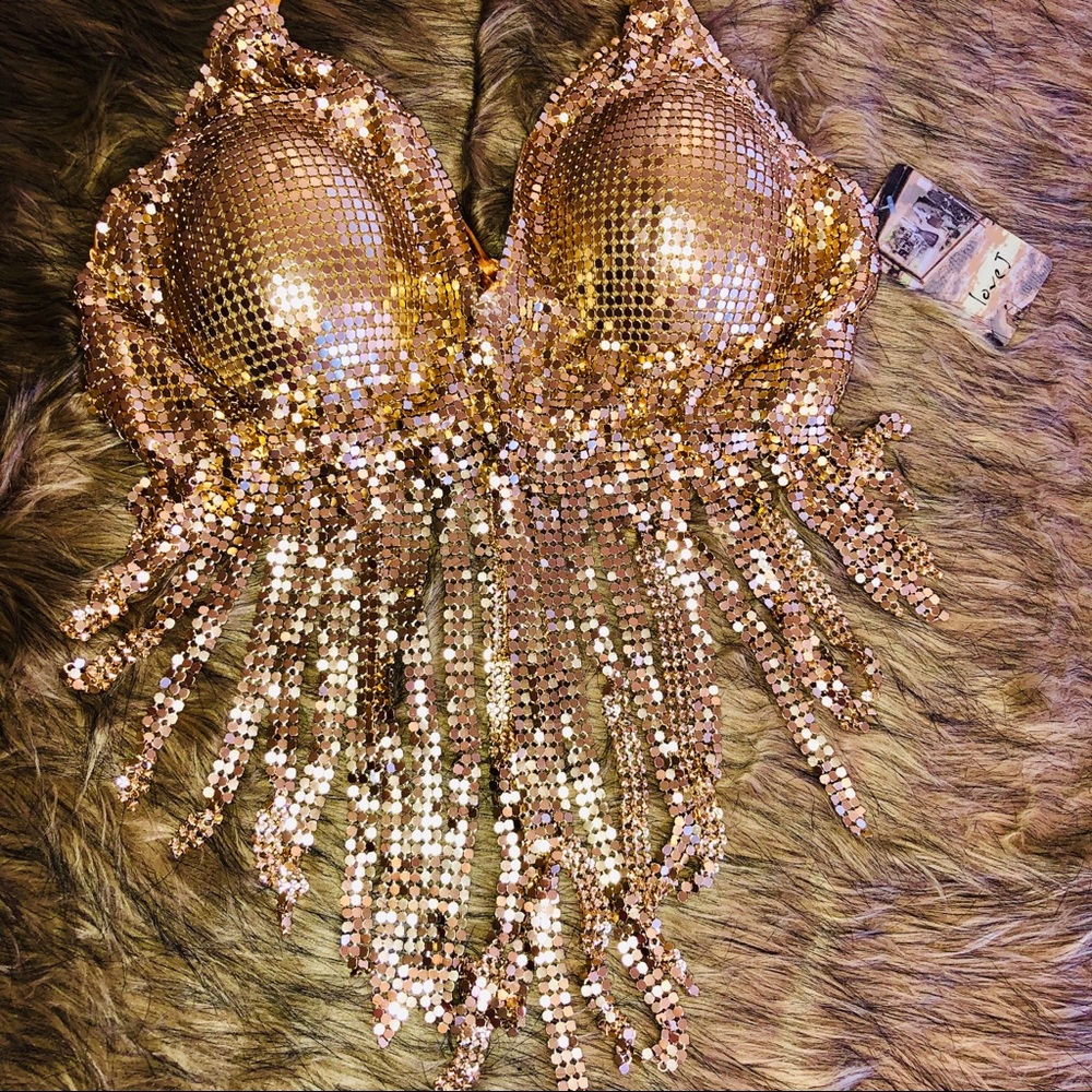 Women Diamond Bra Top 💜Color: Gold
